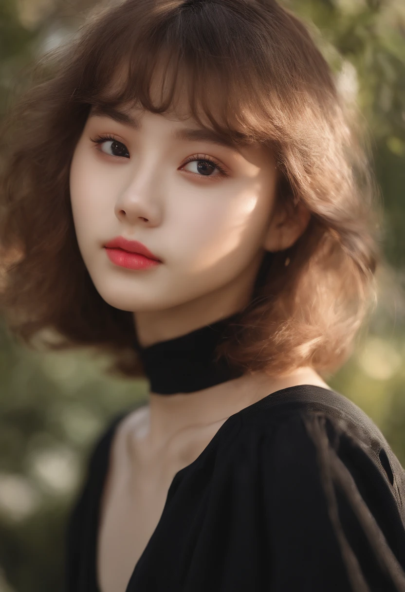 17 years old cute girl a photo portrait of zzenny_n, outdoor, sunny day, small round mono lid eyes, ultra realistic, ((small round eyes)) glossy pink lips, k pop looks