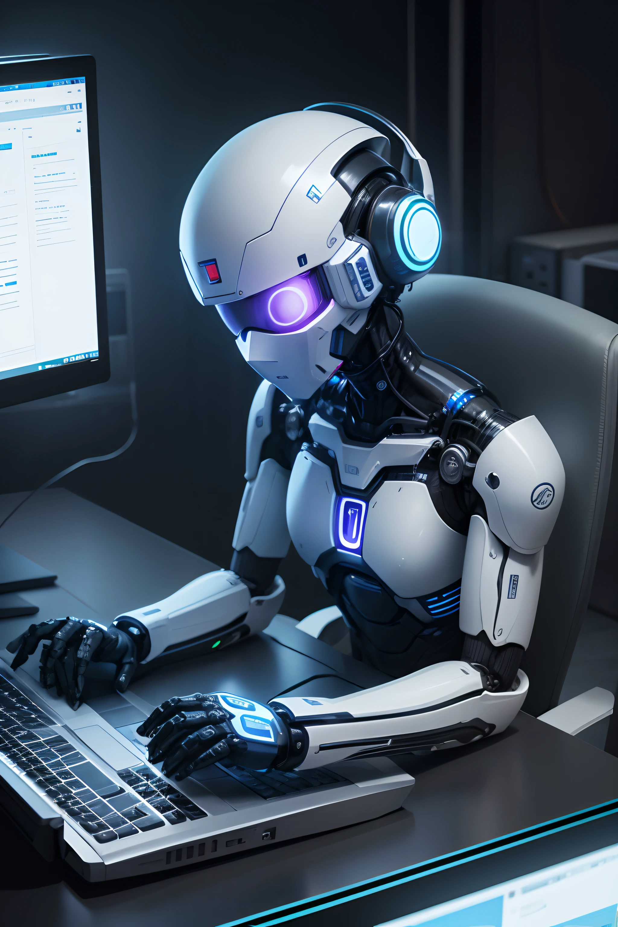 ROBO TECNOLGICO MEXENDO EM UM COMPUTADOR