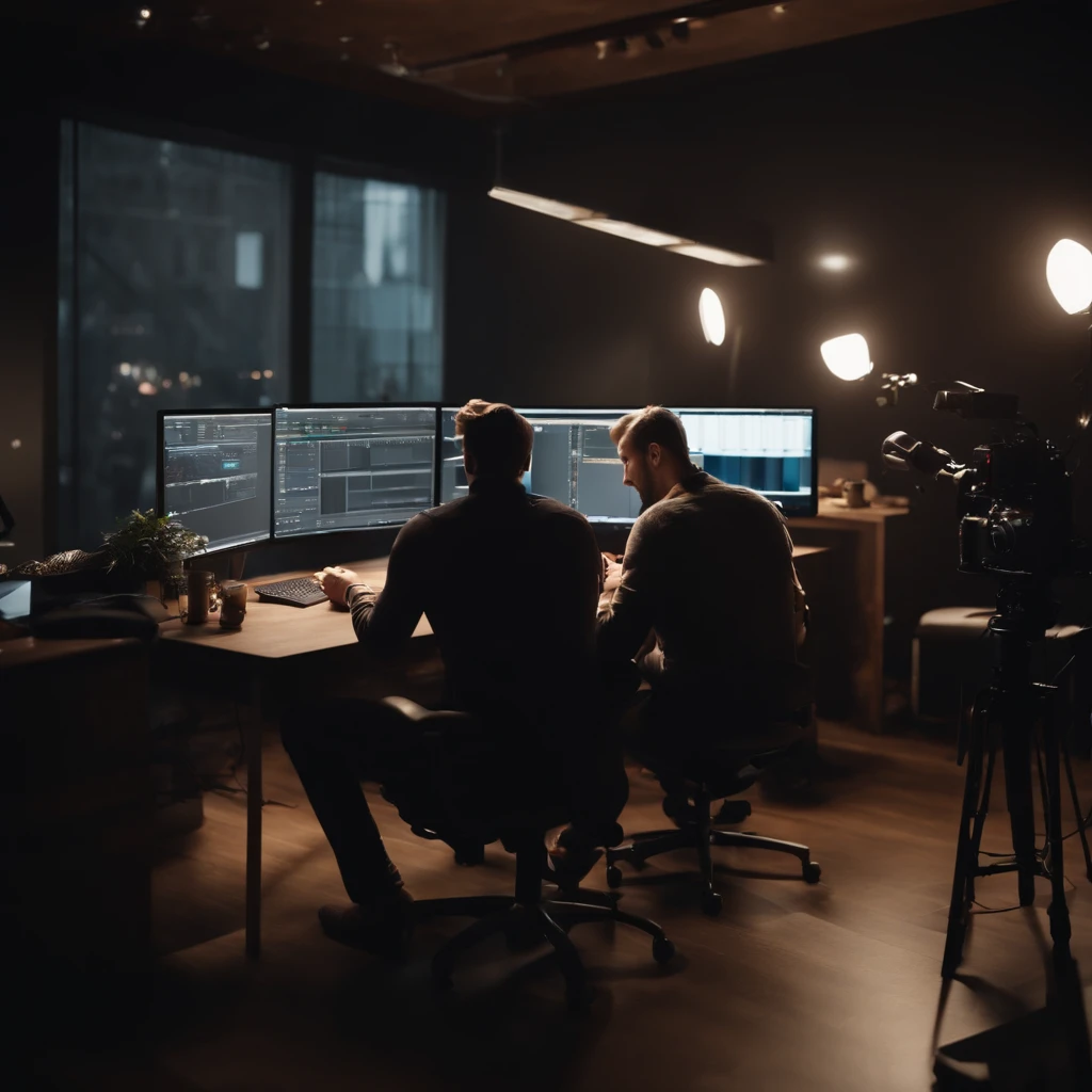 video editors and motion designer working in studio