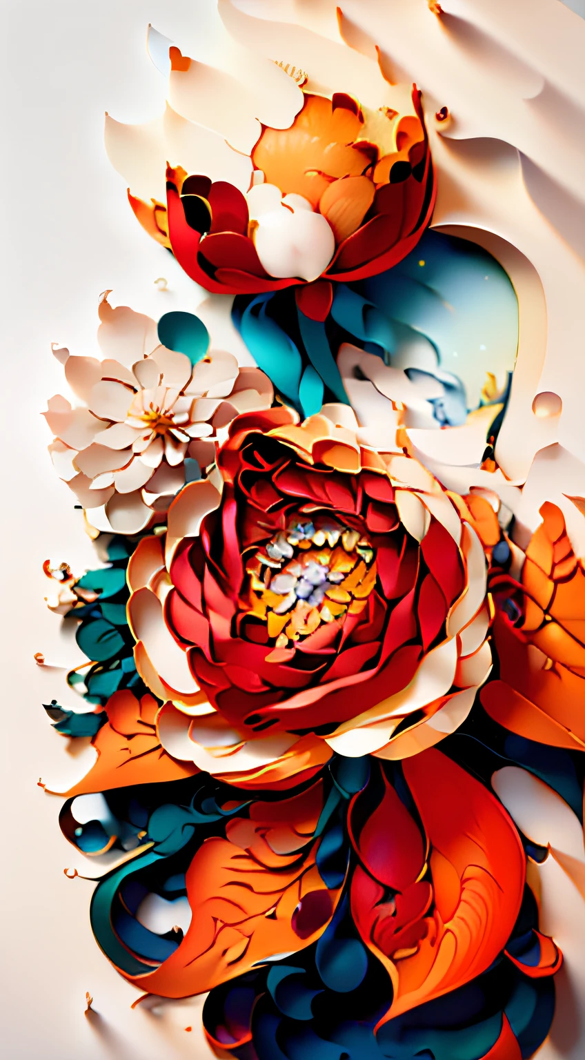 (flower:1.3), firefly,(rose:1.2),(soft lighting,Studio lighting:1.1),(masterpiece, best quality, high quality, highres, ultra-detailed), paper_cut, CUTE COLORS,