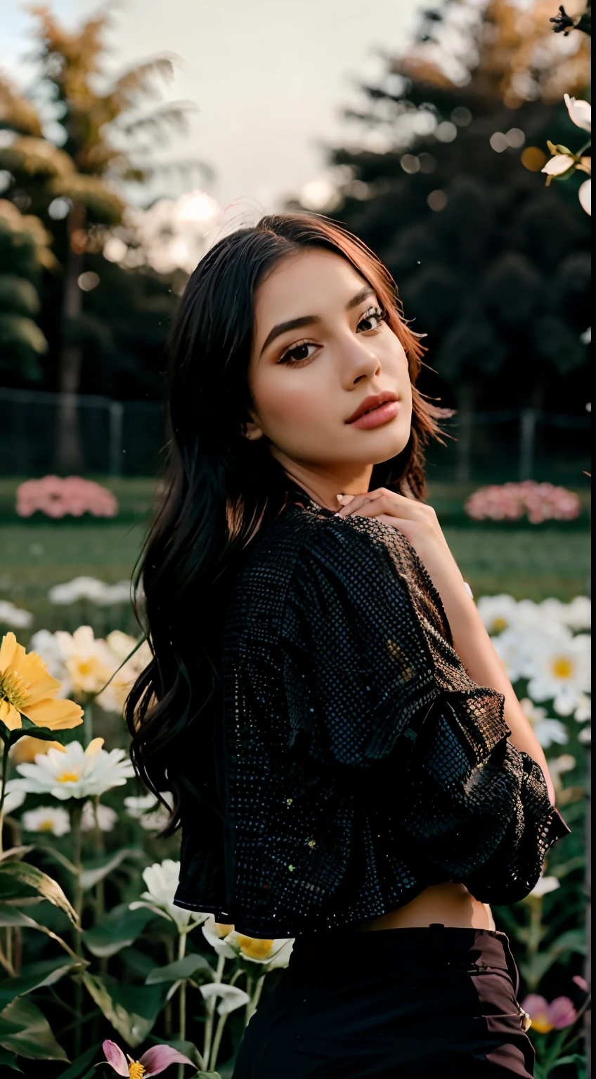 Mulher sentada em um campo de flores, morena, cabelo cacheado, cabelo preto, sentado em um campo de flores, menina sentada em um campo de flores, em um campo, em um campo gramado, menina nas flores, em um campo de flores, sentado em um campo, infp mulher jovem, Brandon Woelfel, beautiful lonely girl, em um campo com flores