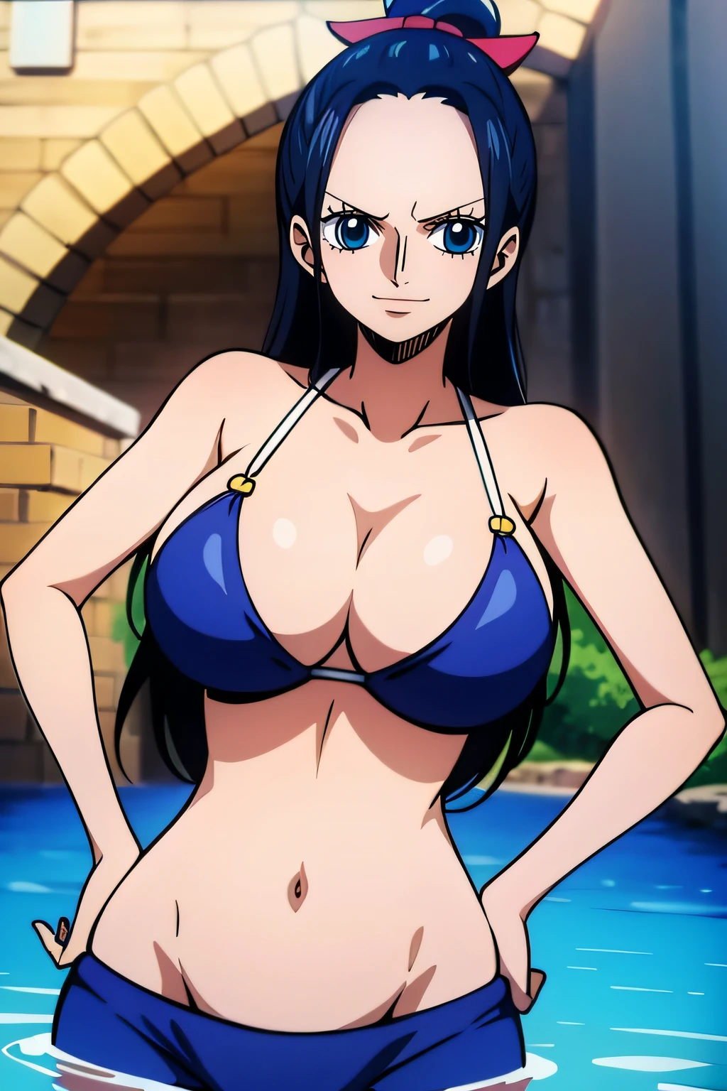 Robin de One Piece, Pose sexy, Y si , Elly, 8k, anime, ribera, Gran Theta, grande, ojos azules, senos, bikini
