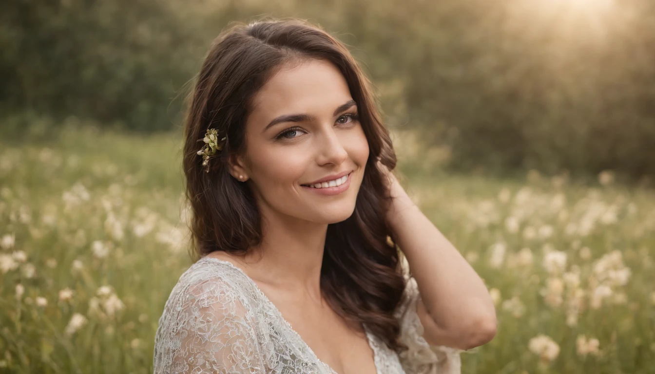 uma mulher de cabelos cacheados sorrindo e olhando para o celular, cabelos pretos cacheados | d & d, cabelos preto cacheados, cabelos preto cacheados, preto encaracolado, cabelos preto cacheados, cabelos cacheados, cabelos cacheados, bonito e sorridente, sentada num campo de flores