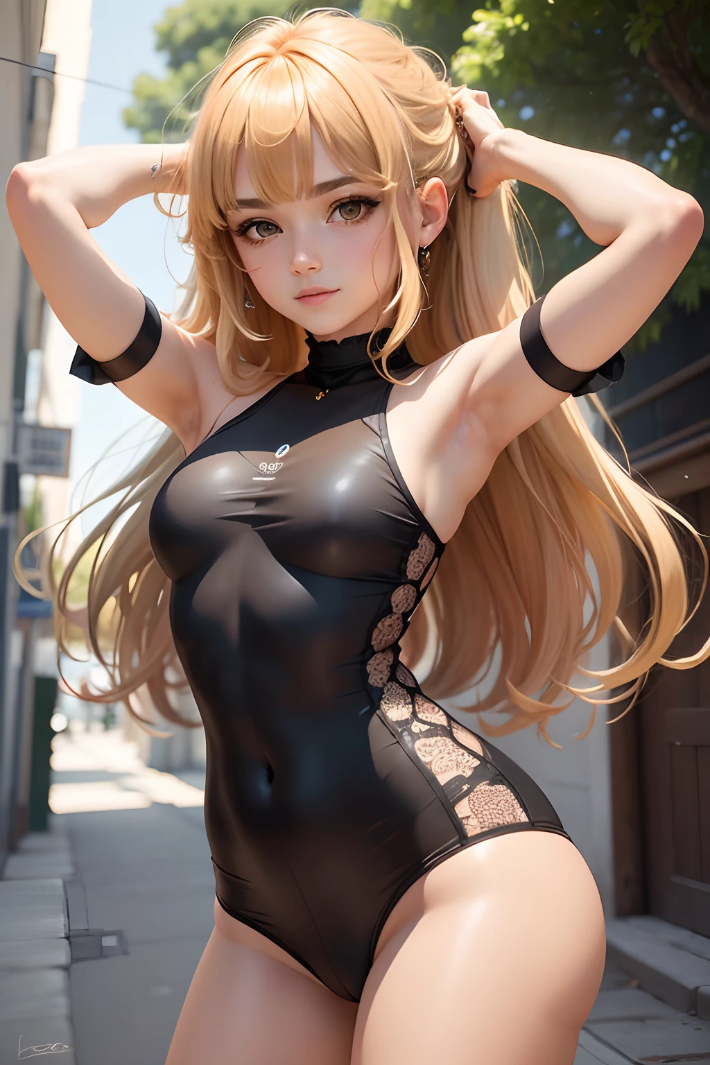 18 year old beautiful girl, ojos grandes, senos grandes, delgada, small, 8k, calidad superior, (Cabeza muy detallada: 1.0), (cara muy detallada: 1.0), (cabello muy DetallaDo: 1.0), Arte oficial muy detallado, Estilo de arte Anime Moe, Arte de anime limpio y detallado, They are smiling, cabello dorado, cabello largo y liso, pecho desnudo