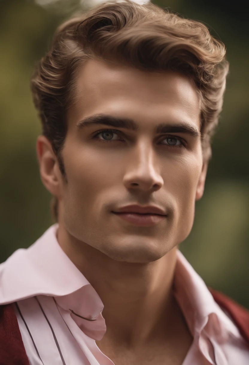 Aos 20 e poucos anos,A man this British possesses a white complexion that highlights the harmony of his refined facial features. Seus cabelos loiros, cortado curto e com um tom sedoso, Elegantly reaches the neck. Seus olhos azuis, clear as the sky, irradiar vivacidade, while her pink lips draw an infectious smile, iluminando seu rosto. The perfectly sculpted contours of his jaw and straight nose contribute to a remarkable facial symmetry. A smile of joy lights up his expression, giving him an irresistible charisma. Dressed in yellow costumes typical of the medieval era, ele exala um charme atemporal. Seu corpo, toned and with slightly outlined muscles, denotes a combination of vitality and elegance. Cada detalhe, From facial expression to careful choice of clothing, makes a captivating portrait of this young Briton. Cinematic realistic portrait, bonito rosto detalhado, rosto realista altamente detalhado, Rosto altamente detalhado de 8k, retrato de rosto detalhado realista, 8k portrait render, sharp high detail face, realistic face moody lighting, rosto realista detalhado, rosto realista humano, Retrato VFX altamente detalhado, rosto detalhado e realista, rosto realista e detalhado