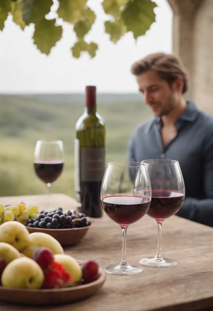 casal desfrutando a paisagem com vinho sobre a mesa!