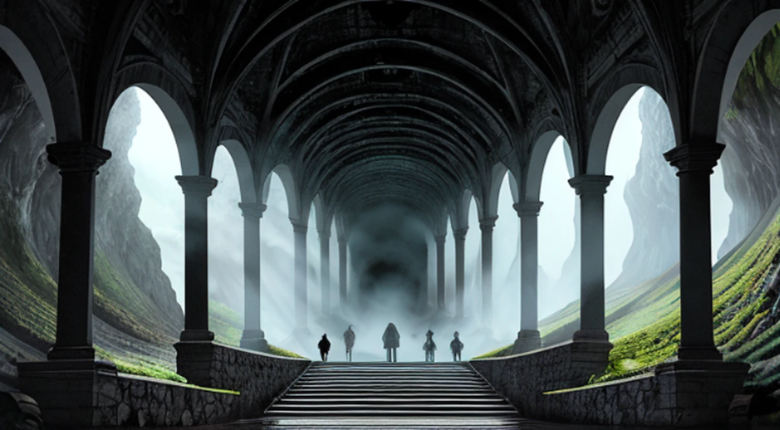 Um homem sobe as escadas em uma caverna, stairs from hell to heaven, paisagem infernal, Viaje pelo inferno, Portal para o inferno, Fora das chamas, Portal para o inferno, stairway to heaven, Portal para o inferno, Inferno surreal, Portal para o inferno, Fique no inferno, intrincado、Epic composition, amazingly epic visuals, fundo do inferno，Skelleton，Esqueleto desmorona na estrada