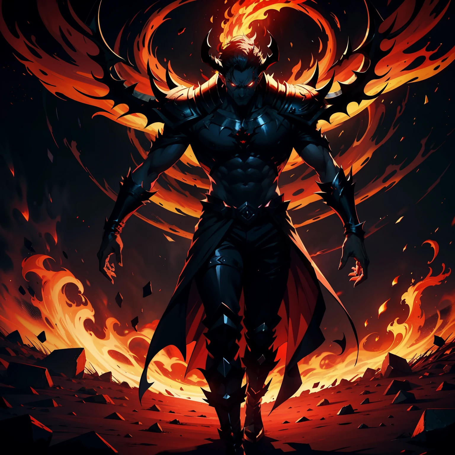 The evil devil with demons hell blazing fire super detailed scene show full poses of Devil and demons Dynamic shot centerpiece cinematic scene scenes movie Epic Legendary