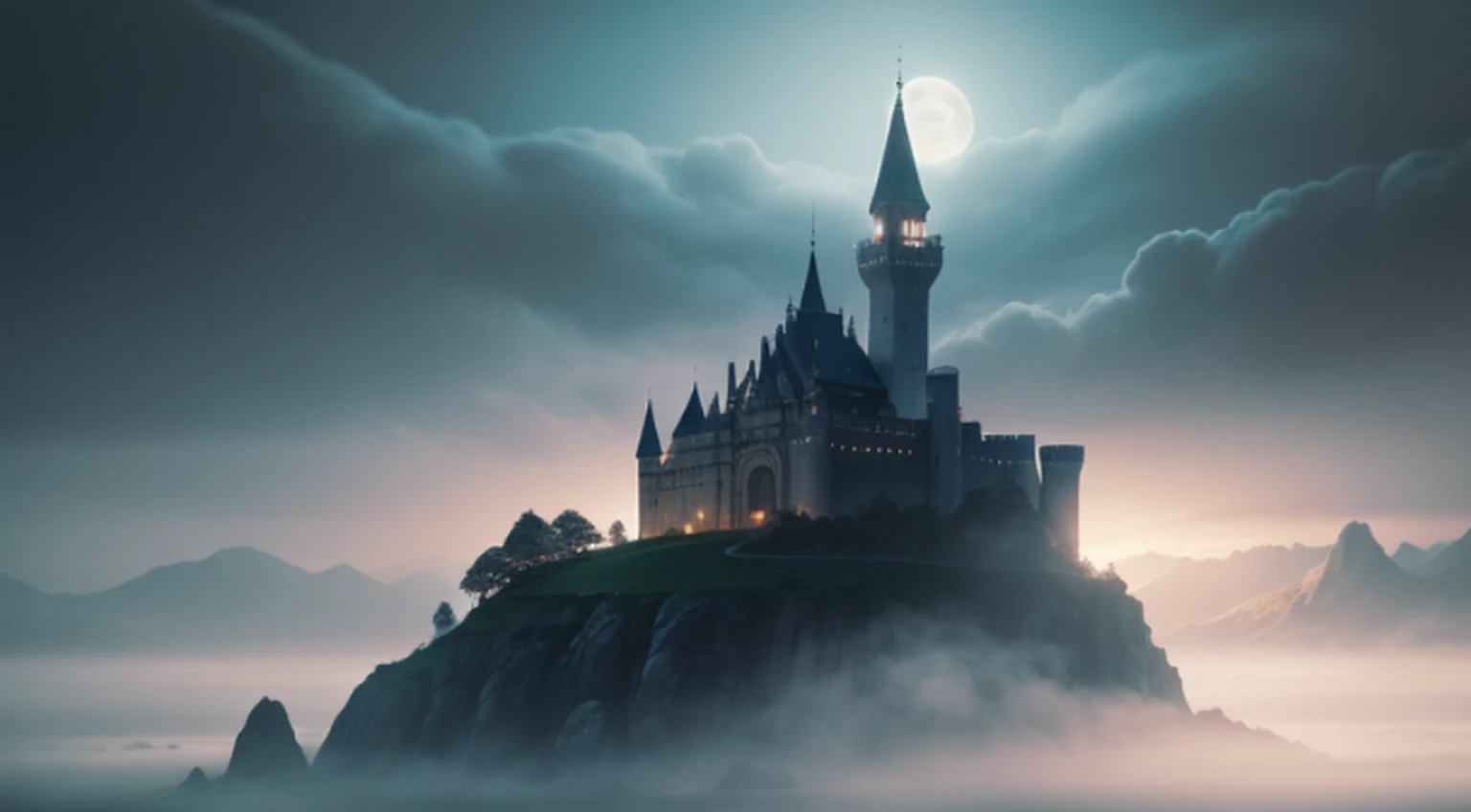 Assunto: Mysterious castle in fog attribution description: Create an artistic image of the castle, cercado por nevoeiro espesso, to convey an atmosphere of mystery and mystery. The padlock should be represented in the style of graphics using pencil, charcoal or carcasses. Requisitos de imagem: O bloqueio deve ser o objeto central, ocupando a maior parte da tela. A imagem deve transmitir uma variedade de texturas e detalhes do castelo: paredes de pedra, Torres, janela, Gates, etc..d. The fog should surround the castle and be depicted using graphic elements, to create an atmosphere of mystery. Tons e chiaroscuro devem ser bem desenhados, to give volume and depth to the image. You can add some fantastic elements, like the moon in the sky or magical lights, To add to the mystery of the scene.