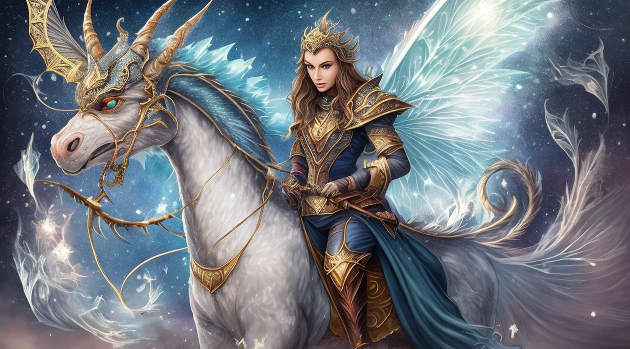 Excelente, master part, cabelos azuis, olhos dourados, uma maga de gelo de 18 anos, Blue Magic Mantle, voando no ar e olhando para baixo, corpo inteiro, pele clara, Cabelos longos e cintura, riding an ice dragon, holding a magic wand to release ice and snow --auto --s2