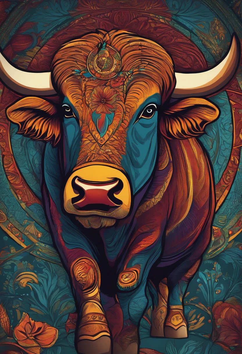 por favor me ajuse com um prompt com caracteristicas de grafico da bolsa valores, bull marketing, fundo dark, e cores vibrantes
