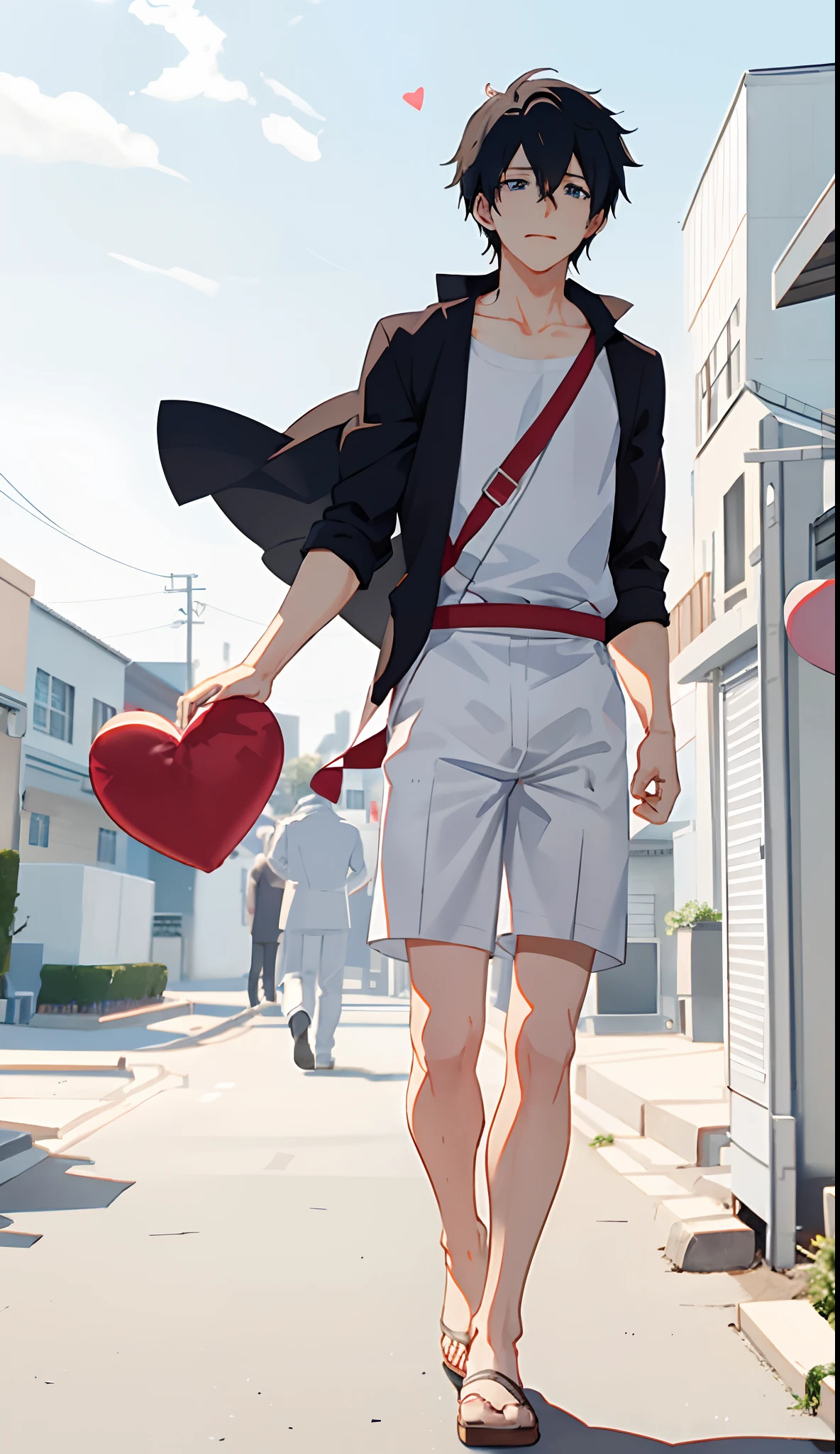 Illustrate a heart-wrenching 4K scene of an anime boy bidding farewell to a dear friend.