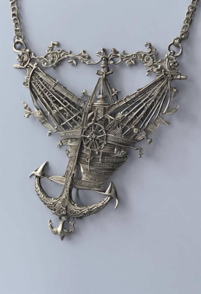 magical detailed necklace in the shape of a ship's rudder