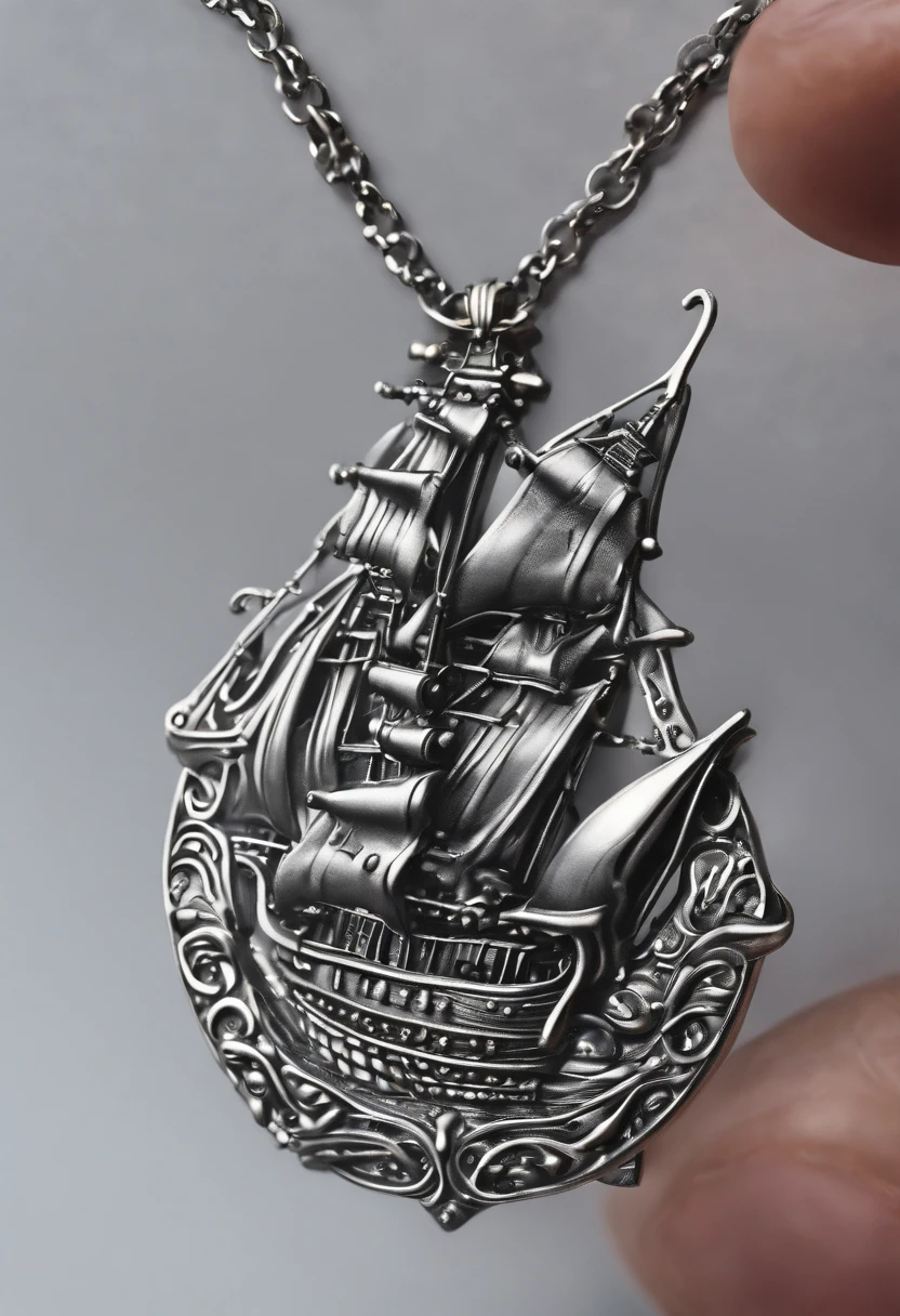 magical detailed necklace in the shape of a ship's rudder