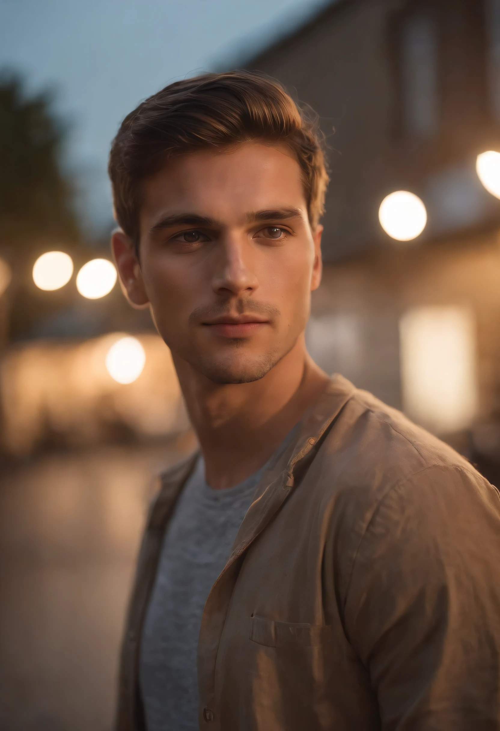 Um homem quase adulto, corpo normal, que gosta de desenhar, medium brown colored hair with lights, estilo de rua, street Surfwear