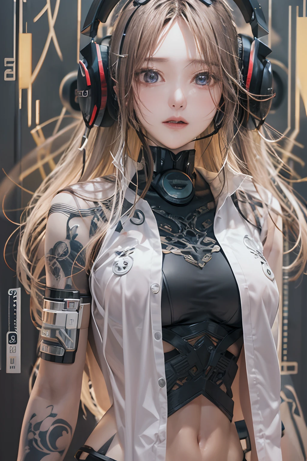 (nsfw:1.2),(Realistic:1.8), (Digital art:0.2), (Geometric art:1.7),(agpi official art, beautiful and aesthetic, ultra detailed, beautiful, masterpiece, best quality:1.6), (1girl:1.2), Detailed face, Detailed eyes, Detailed hair, young fingers, Detailed fingers, five fingers, BREAK cute ig model, Japanese cute model, 22 years old, Tightened all body, small head, small face, small mouth, diamond Face, small nose, Sharp Faceline, (dropy eyes, Double eyelid, Light color eyes, Glossy eyes, Shiny eyes:1.2), Shiny skin, shiny hair, (gray hair:1.2),
_
BREAK (happy, smile, Teeth, Glossy Lip:1.2),beautiful Teeth, (all body:1.5), focus Sneaker,
_
BREAK (geometrical pattern:1.3), (layered black micro-bikini over a white micro-bikini:1.4),(Detailed swimsuit:1.2) (black:1.2, White:0.8),
BREAK (high-tech boots-inspired sneakers:1.2),
BREAK (Simple silver accessories:1.2), (Simple large silver earrings:1.2), (Simple silver bracelet:1.2), (Simple silver anklet:1.2),
BREAK (standing and Hands on Hips:1.3),
BREAK (futuristic white background:1.2),