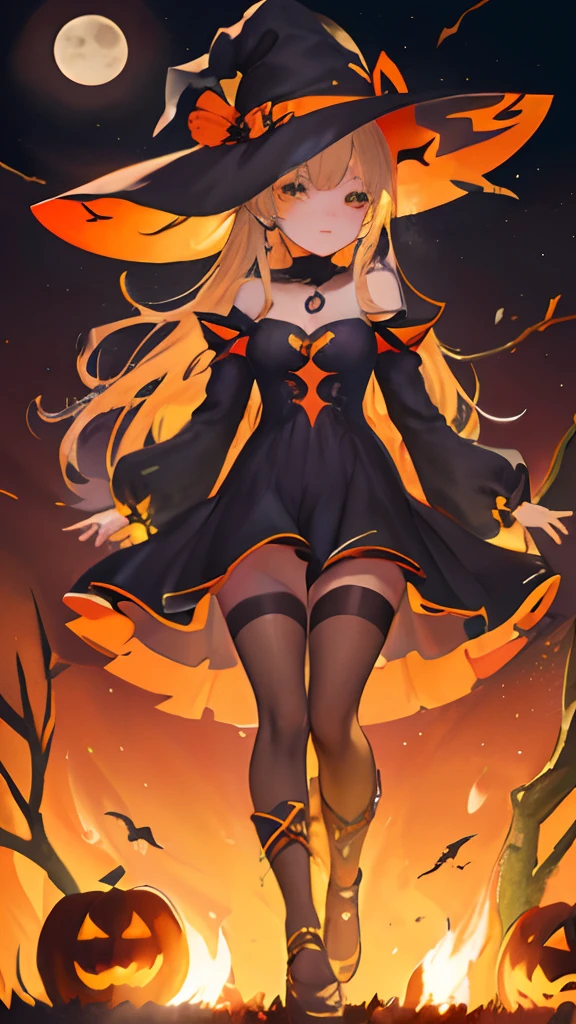 Witch holding pumpkin and broom in front of full moon, 🍂 Cute, anime girl wearing a black dress, in a halloween style, 🍁 Cute, halloween art style, flirty anime witch casting magic, astral witch clothes, Gothic Maiden anime girl, Witch Girl, Lovely dark autumn princess, Lori, ❤🔥🍄🌪, fashionable dark witch