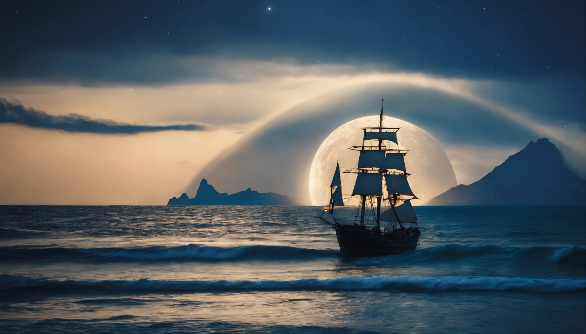huge planet, the night, hight resolution、Impressive Milky Way:1.9、sand beach、Vast blue ocean、Blue Waves、Crystal clear ripples、Blue glacier、lightning bolt:1.9、Protoplanets、pure beauty、Sail ships
