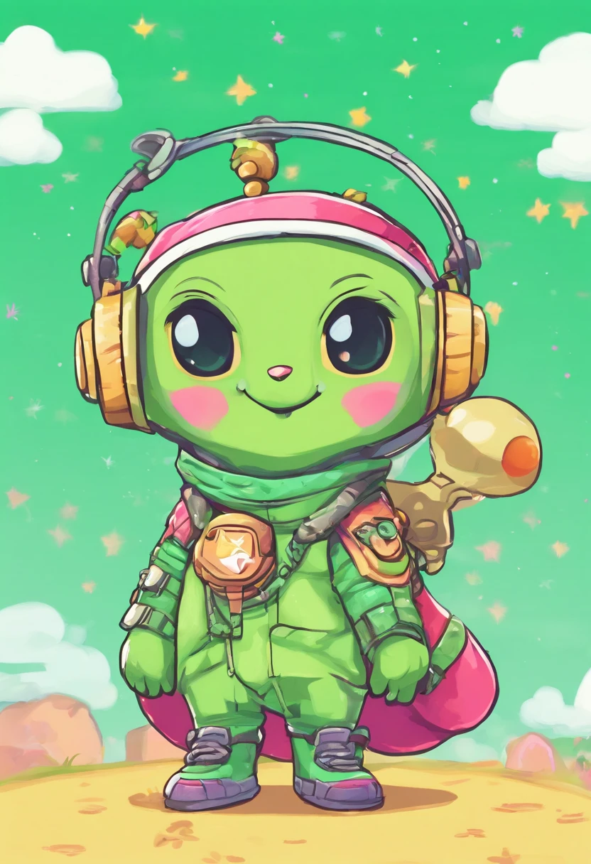 Green skinned male Martian extraterrestrial wearing a pinguin costume