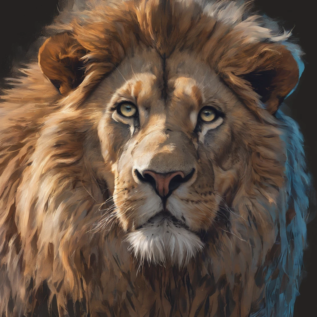 lion focusing on the face, (melhor qualidade, Altas, photo-realistic:1.37), Olhos detalhados,