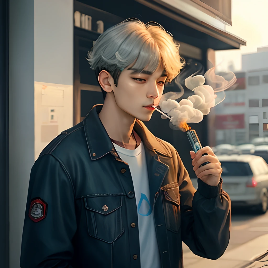 Alafi smokes at a bar,Drink a glass of orange juice, dramatic smoking pose, he is smoking a cigarette, Cai Xukun, taehyung eating gucci fries, smokes🚬, smoker, Male ulzzang, smoking and bickering, with cigar, smokeing, Guviz-style artwork, smoking weed, Cigarette smoke
