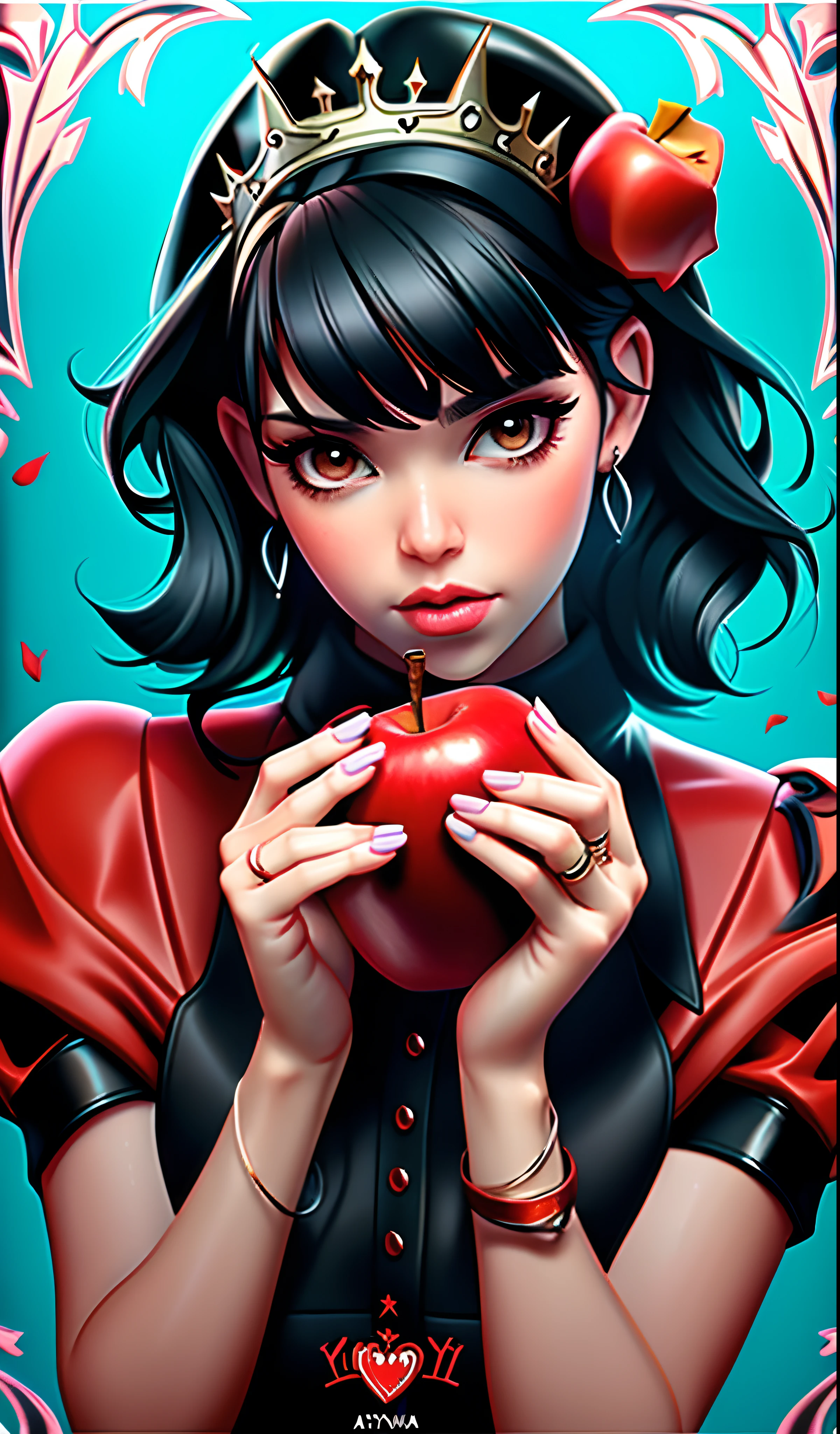 A closeup of a woman holding a red apple in her hands, Artgerm e Ilya Kuvshinov, Artgerm extremamente detalhado, Ilya Kuvshinov e Artgerm, Retrato da Branca de Neve, Alena Aenami e Artgerm, Neoartcore e Charlie Bowater, Artgerm e RossDrew