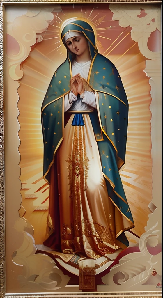 (((Blessed Virgin Mary of Mount Carmel))) Luminoso, en estilo similar al del artista WILLIAM ADOLPHE BOUGUEREAU, obra maestra, (La mejor calidad: 1.2), (super fine: 1.2), illustration, (extremadamente delicado y hermoso: 1.2), movie angle, flotante, (Hermoso ojo de detalle: 1.1), (detalle luz: 1.1), Movie Lights, Cielo delicado, ojos azules, (Cola de caballo alta: 1.1), capa, ojuelos, cielo estrellado, (light particles: 1.1) dibujo, flor. (obra maestra), (La mejor calidad), (fotorrealista:1.3), 8k, Textura detallada de la piel, Textura detallada de la tela, hermosa cara detallada, Detalles intrincados, ultra detallado (cuerpo de cuerpo entero:1.2)