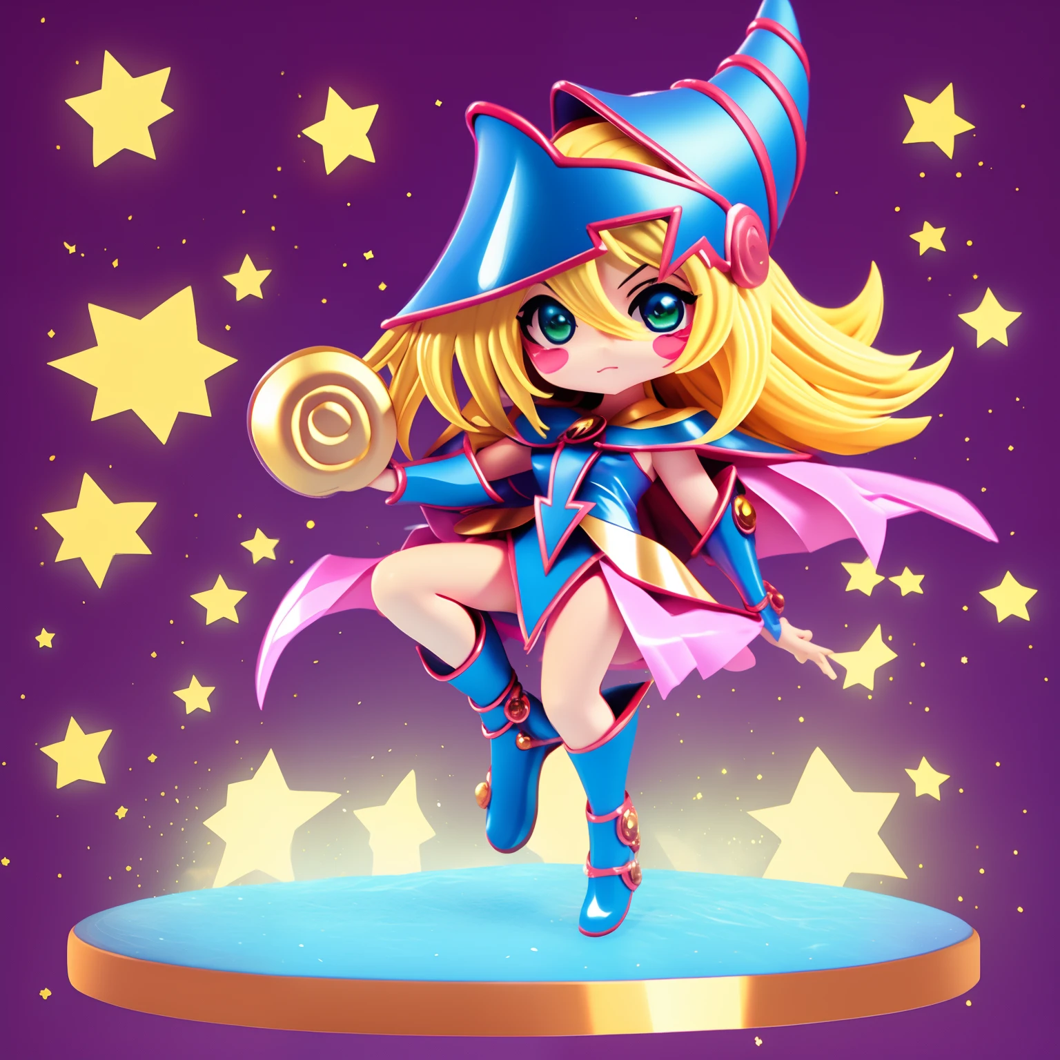 （（（Super obra maestra、highest qualityr、ultra-detallado、1 dark wizard girl、Chibi：1.5））、Create illustrations with infectious and energetic mini-magician characters. Charicatura, cast spells that breathe vibrant energy into your environment., edificante..Una cara detallada、（Chibi：1.4）、8ｋ、dark magician girl chibi.