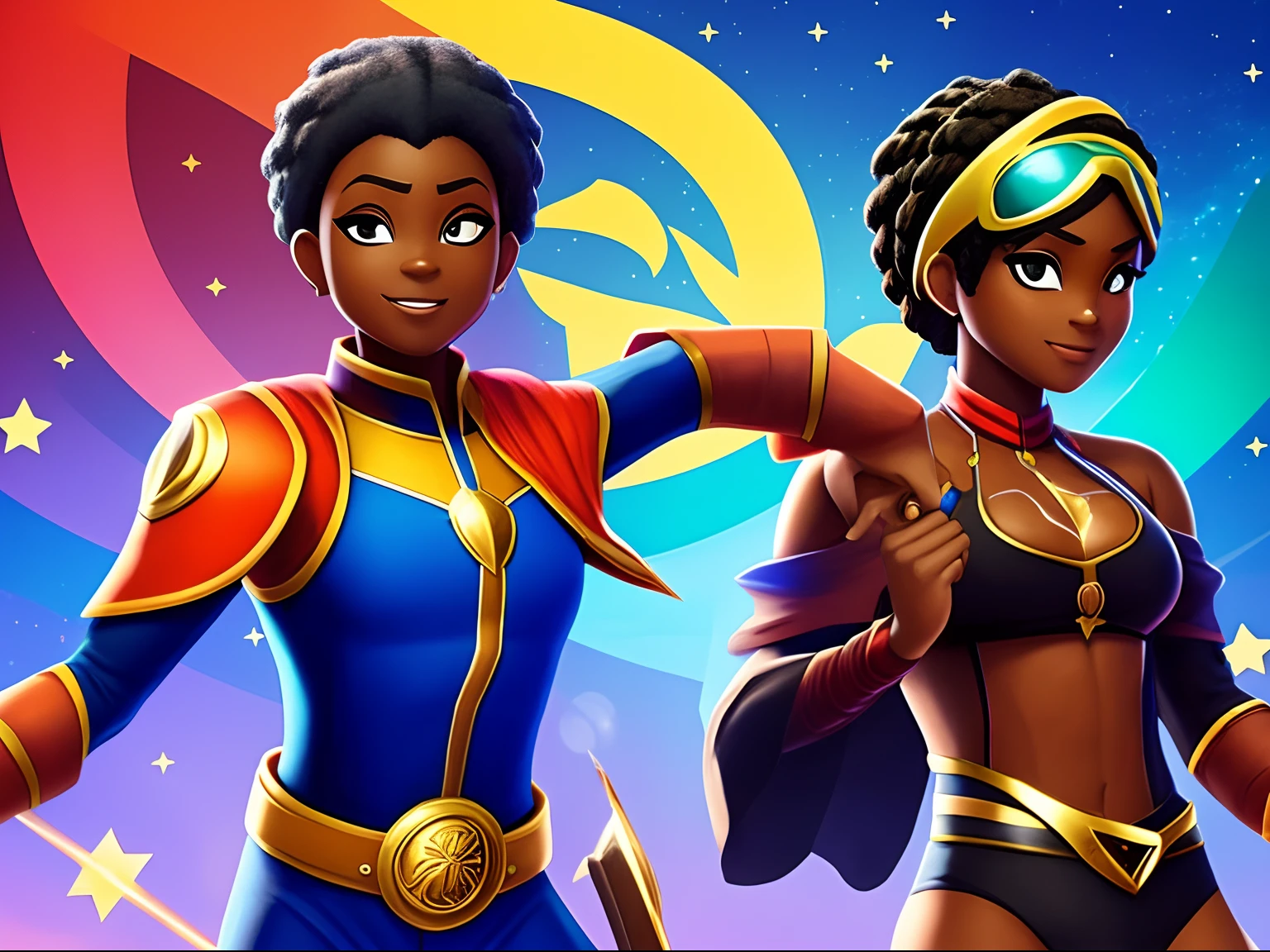 Crie uma imagem de um ninja negrode ,corpo inteiro uma personagem marrons, diffetent angles, no estilo de Miraculous Ladybug, ficha de personagem, fundo branco --ar 3:2, poses de personagem , After an apocalypse in the future, afro cabelo caindo para frente, Rasta type but braided, corpo inteiro, wearing an Indian costume African ribulo full body, A realistic 4K phoenix with blue feathers, dourado, cosmico , with an expression The route follows the nuclei of the flag of Cape Verde. The top is deep blue, simbolizando o oceano que cerca as ilhas. The chest and the central part are white, representando a paz e a unidade do povo cabo-verdiano. The sleeves and legs are red, denoting determination and spirit, do 10 Estrelas Douradas, : Ten gold stars are prominently displayed at the top of the costume, ao longo do peito e ombros,representando as 10 principais ilhas de Cabo Verde. Cada estrela, It is carefully detailed and shines brightly against the Star Belt background