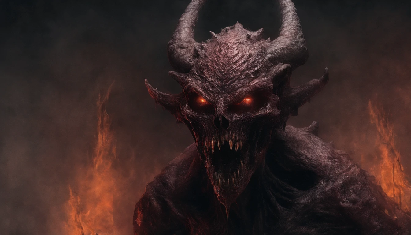 Colorful demons, Hyper-realistic, Artistic, There is cuteness in fear,neonlight,A large amount of magma slipped from the face