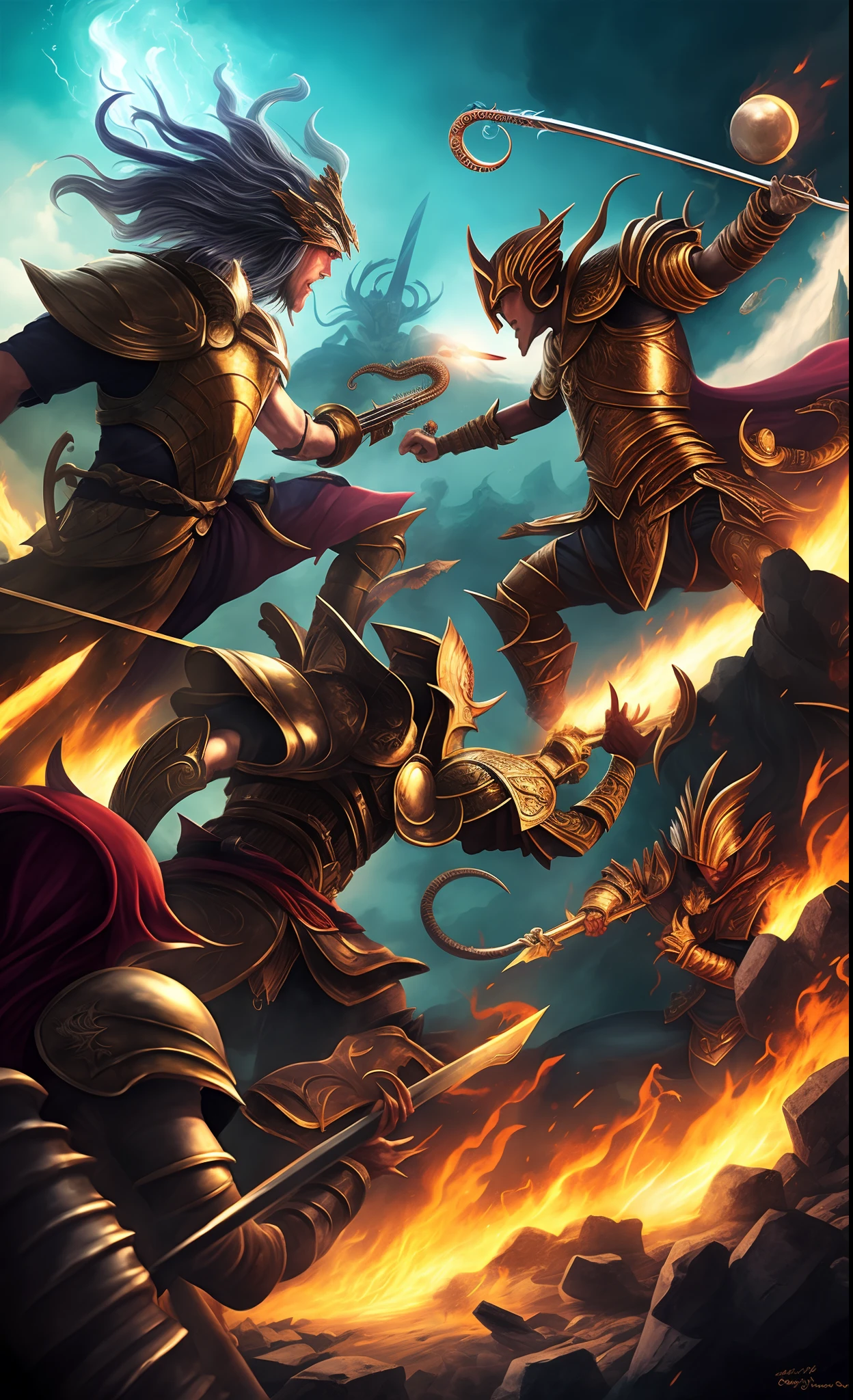 fierce battle between Typhon and the gods