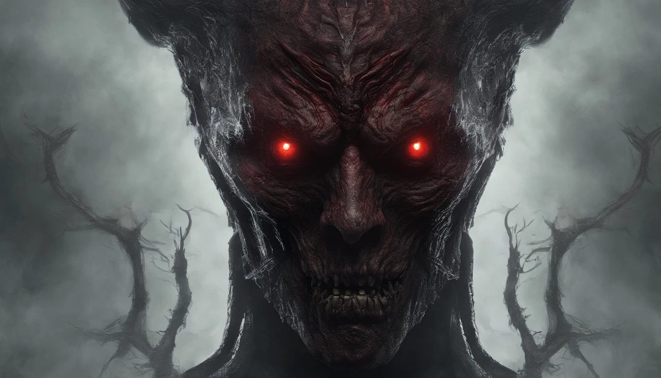 Frontal face of a demon, ultra detailed, glowing eyes, red eyes, blood, best quality, masterpiece, manzanedo art, trending on Artstation.