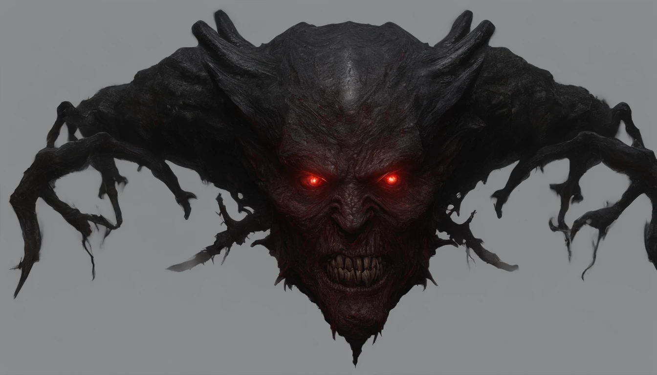 Frontal face of a demon, ultra detailed, glowing eyes, red eyes, blood, best quality, masterpiece, manzanedo art, trending on Artstation.