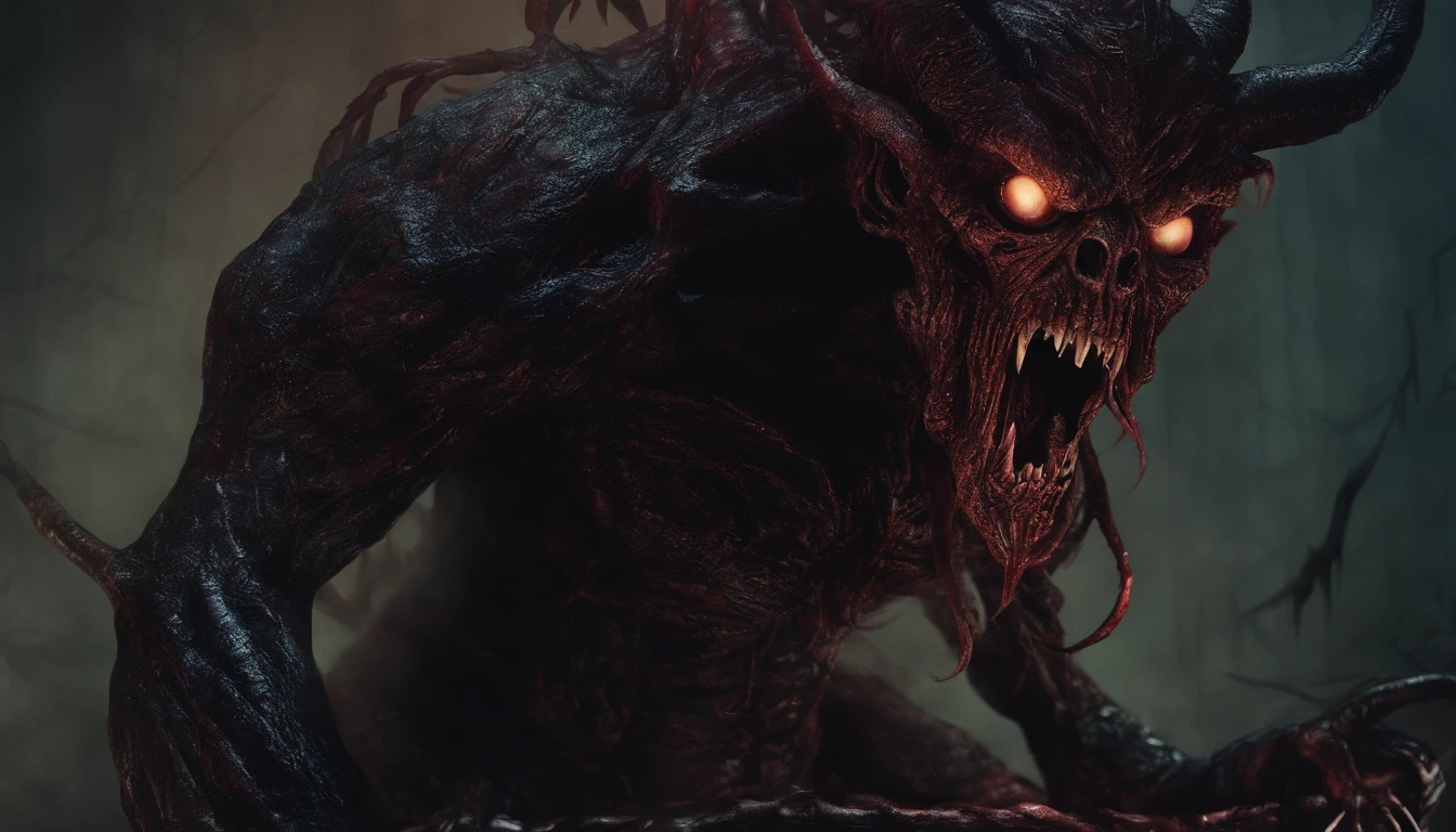 Colorful Demon, Hyper-realistic, artistic, There's cuteness in fear,neons