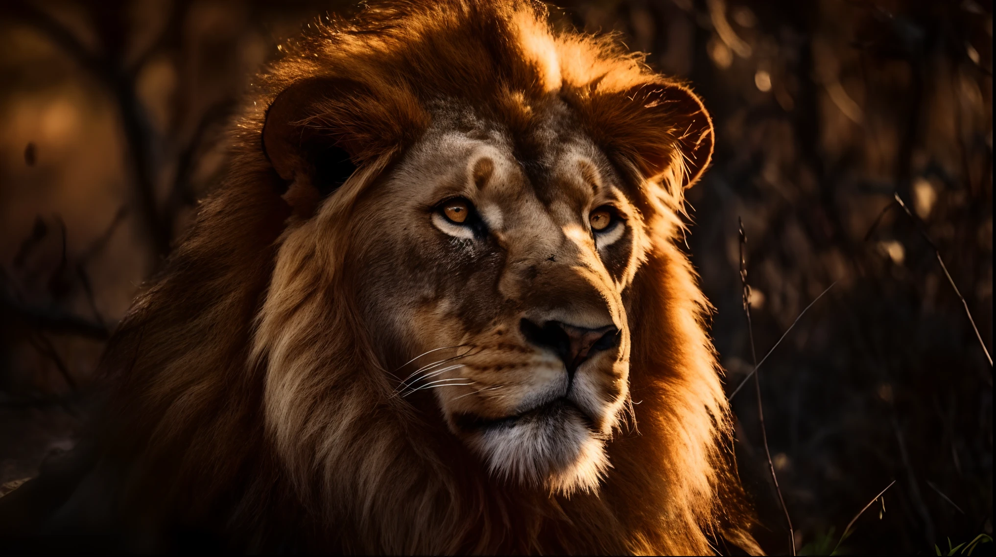 A closeup of a lion with a very large mane, Rei da selva, with the mane of a lion, portrait of a lion, the mane of a lion, face of an lion, Aslan the Lion, Retrato de um Rei, olhar orgulhoso, lion head, lion mane, olhar orgulhoso, head of a lion, olhar orgulhoso, Senhor da Selva