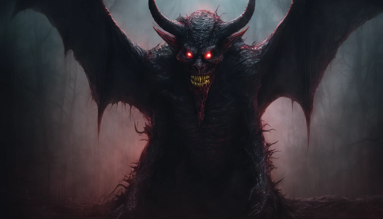 Colorful Demon, Hyper-realistic, artistic, There's cuteness in fear,neons