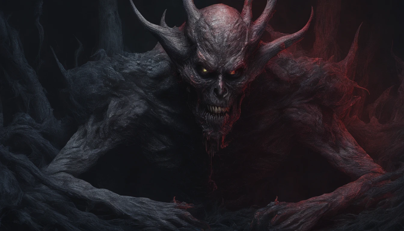 Colorful Demon, Hyper-realistic, artistic, There's cuteness in fear,neons