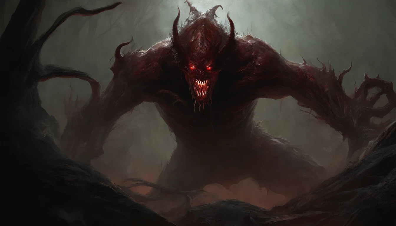 Painting of a demonic creature with a bloodied face and a bloodied head, Carnage, Sci - The Art of Horror Fiction, sci-fi horror artwork, inspired by Aleksi Briclot, The fangs of the carnage, Horror art in the fantasy genre, by Aleksi Briclot, horror concept art, venom, Fantasy and horror art, Detailed illustration of 4K horror, Demonic creature, dark fantasy horror art