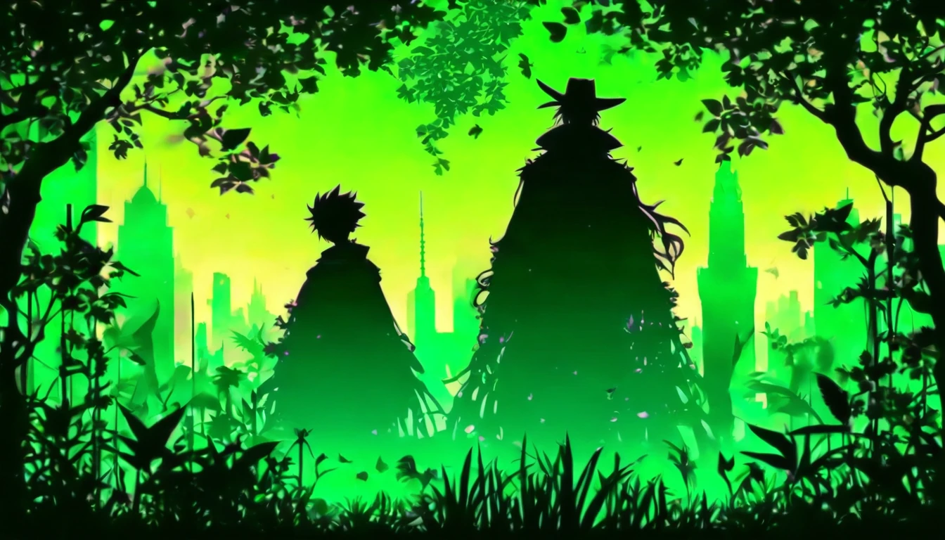 (Silhouette Art,cutouts:1.6)
(((Paper cutting art,A world where only black exists:1.3)
(Cowboy Shot),1 girl,Solo,
(机器人,profile:1.2),ruined and devastated city、covered with plants
break
(Green City)
Textured glass background,Tarot card atmosphere