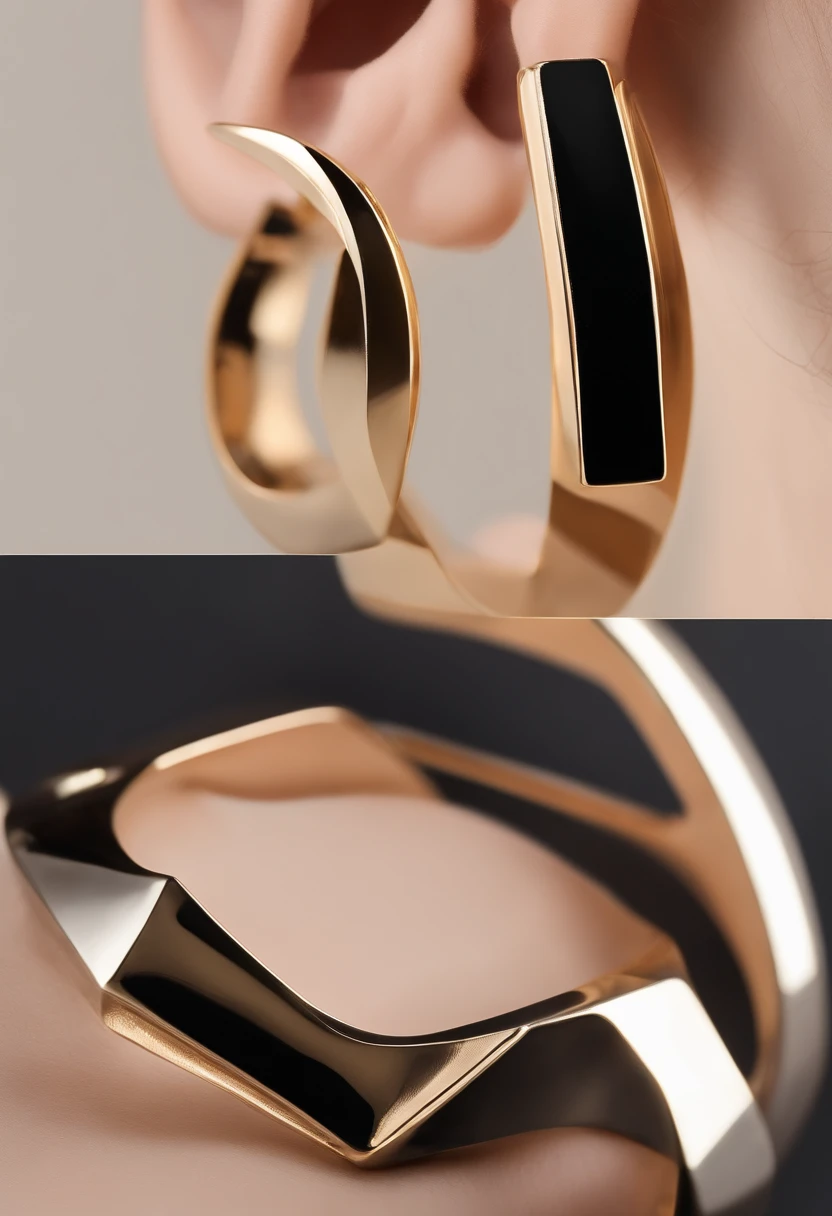 "Generate geometric-shaped statement earrings with a sleek, futuristic look."
"Design a stylish metallic bracelet with subtle LED lighting for a modern touch."