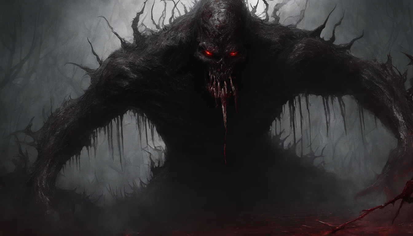 Painting of a demonic creature with a bloodied face and a bloodied head, close up, portrait, Carnage, Sci - The Art of Horror Fiction, sci-fi horror artwork, inspired by Aleksi Briclot, The fangs of the carnage, Horror art in the fantasy genre, by Aleksi Briclot, horror concept art, venom, Fantasy and horror art, Detailed illustration of 4K horror, Demonic creature, dark fantasy horror art