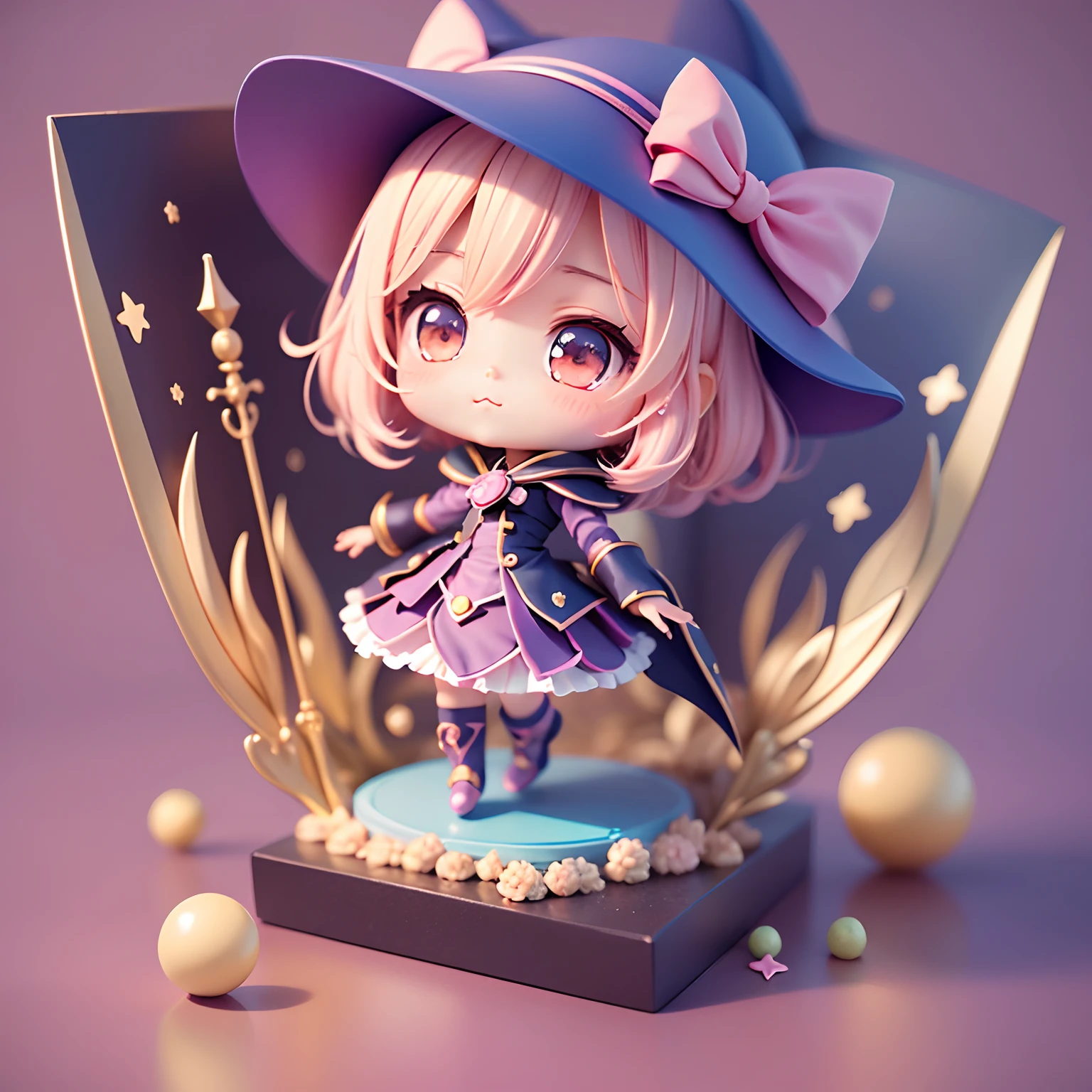 Chibi dark magician girl:1 mirando hacia arriba:2 inclinado, burbujas alrededor:3 kawaiitech, kawaii, Lindo, Colores pastel:4, La mejor calidad, feliz, sorprendida. Dark magician girl chibi