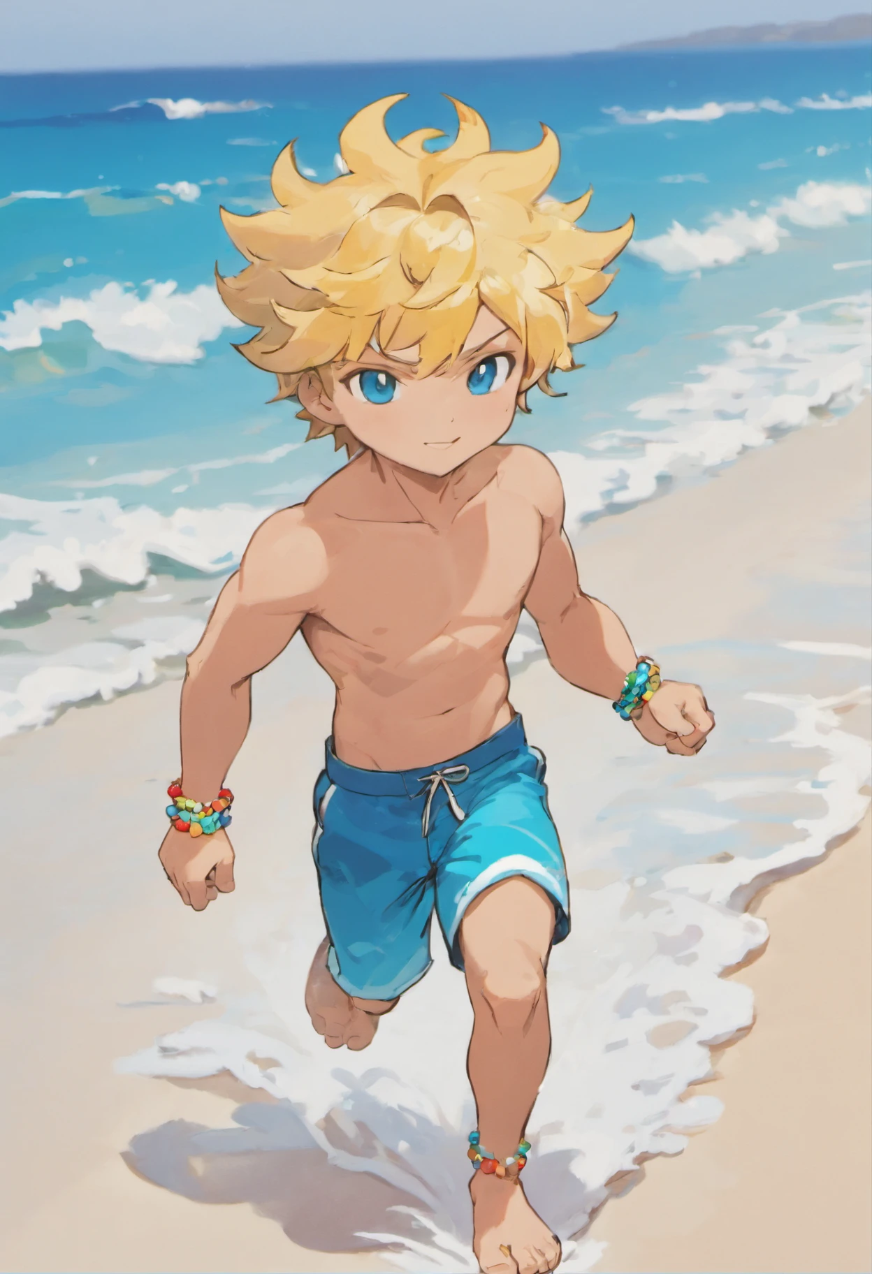 Brody boasts a sun-kissed tan that's the envy of all his beach buddies. His curly blonde hair falls in a tousled mane that's constantly tousled by the salty ocean breeze. With an athletic build, he stands at a comfortable 6'0" and is always ready to ride the next big wave. Brody's bright blue eyes mirror the endless expanse of the ocean, sparkling with the excitement of his favorite sport.
Features:
Beachwear: He's often dressed in board shorts, a tank top, and flip-flops, keeping his attire casual and surf-ready.
Accessory: A string of beaded bracelets adorns his wrist, each bead a memento from a different surf spot around the world.