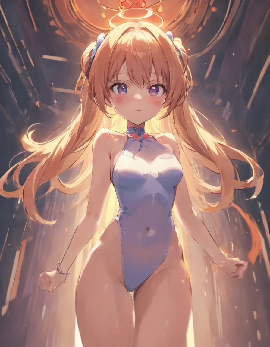 A 16-year-old female hentai character. She has long hair and is wearing underwear, flowing underwear that accentuates her sexy pose. The full body concept showcases her clear outfit design. This woman's full body art is a great example of detailed outfit design for any hentai-styled character.