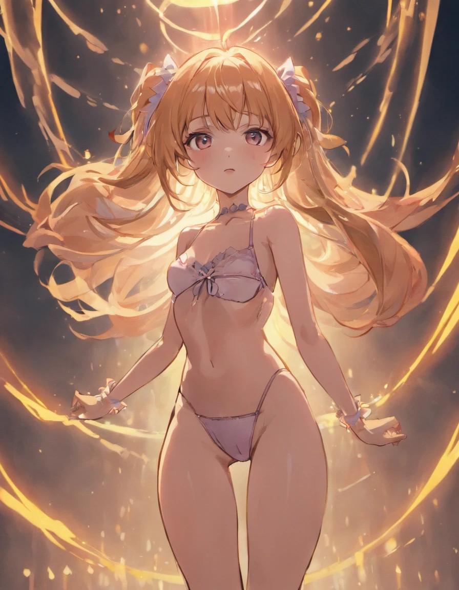 A -yeld fee hentai character. She has long hair and is wearing underwear, flowing underwear that accentuates her sexy pose. The full body concept showcases her clear outfit design. This woman's full body art is a great example of detailed outfit design for any hentai-styled character.