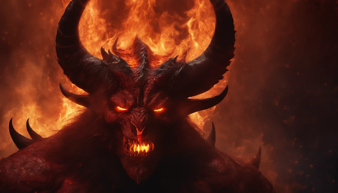 Demon in Hellfire, imagem super realista, cinematic lighthing, beautiful depiction, Realistic, 4k, HDR