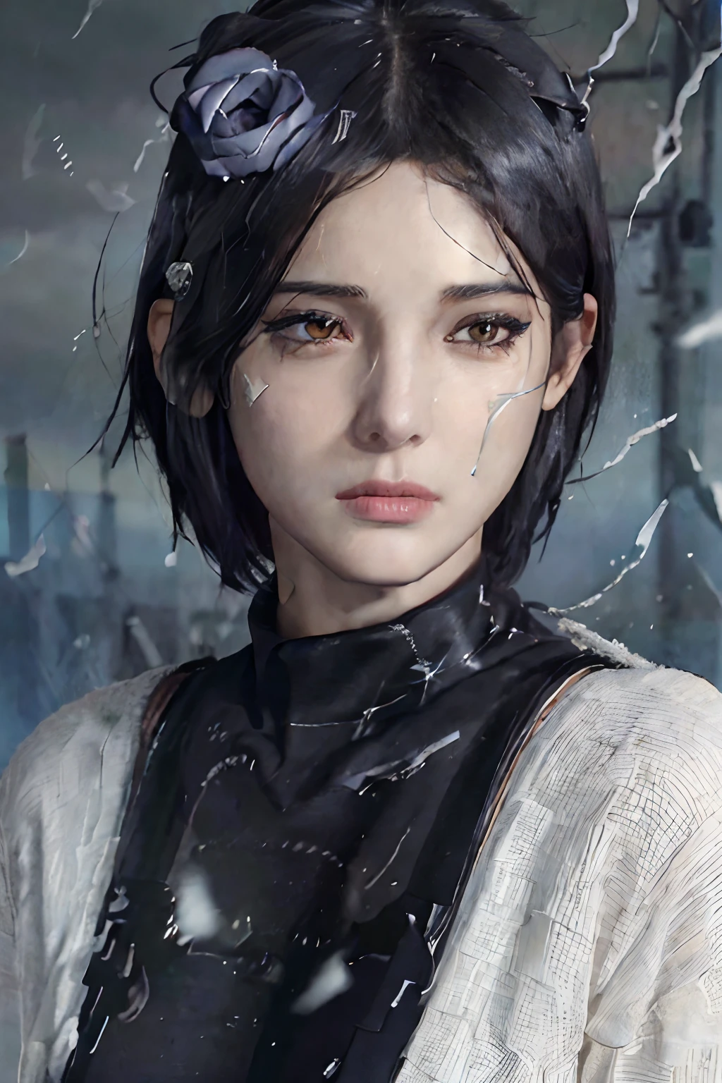 (masterpiece:1.3), (8k, photorealistic, RAW photo, best quality: 1.4), (1girl), beautiful face, (realistic face), (black hair, short hair:1.3), beautiful hairstyle, realistic eyes, beautiful detailed eyes, (realistic skin), beautiful skin, (sweater), absurdres, attractive, ultra high res, ultra realistic, highly detailed, golden ratio
