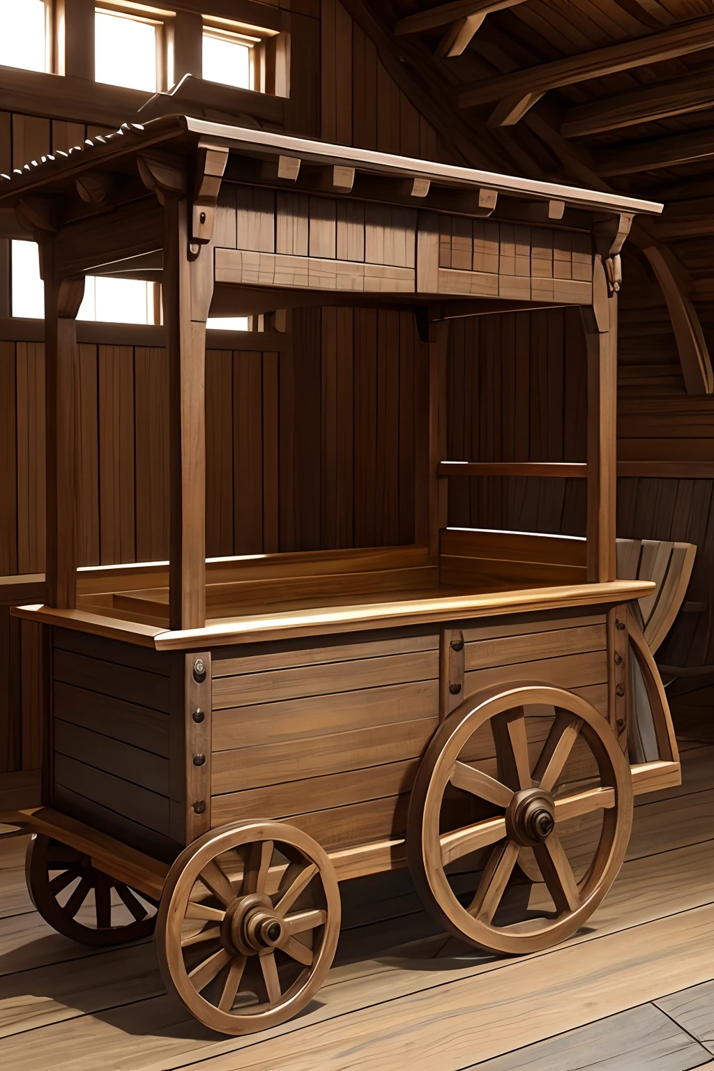 wooden cart, medieval style