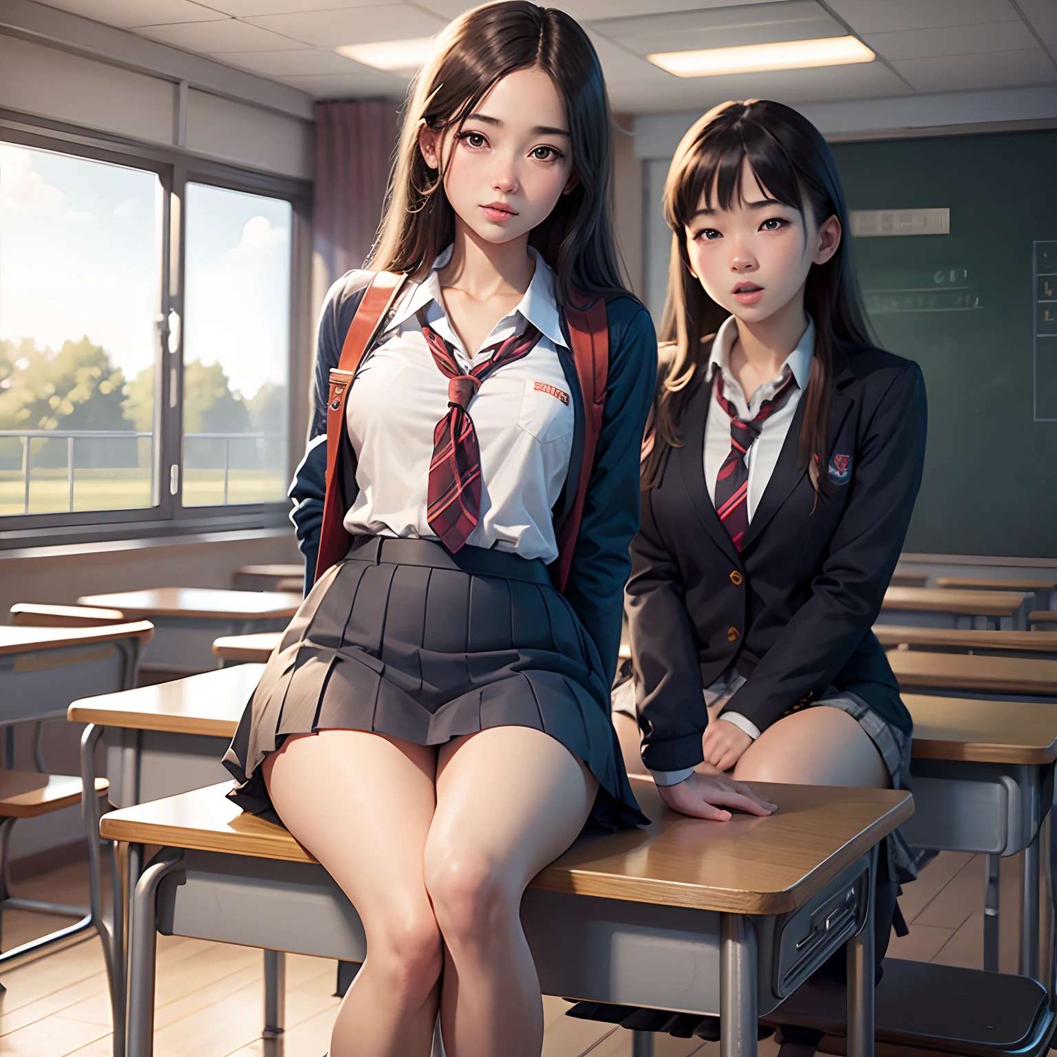 School Classroom High School Girl Realistic