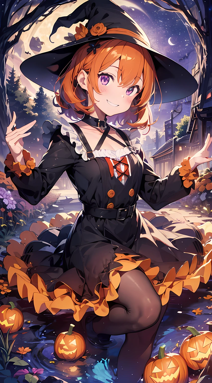 absurdres, highres, ultra detailed, (1girl:1.3) , Halloween witch, ((lovely smile)),wizard robes, wizard hat, Jack o'lantern, night, moon lighting,
BREAK, Halloween atmosphere,(half body image:1.5),
, kaleidoscopic imagery, symmetrical patterns, vibrant colors, geometric shapes, mesmerizing designs, optical illusions, dynamic composition
BREAK
, pantomime art, expressive body language, silent storytelling, evocative gestures, visual narratives, theatrical performances
BREAK
, blooming pumpkins, colorful petals, fragrant scents, nature's bounty, vibrant gardens, peaceful scenery,(wide angle:1.5)